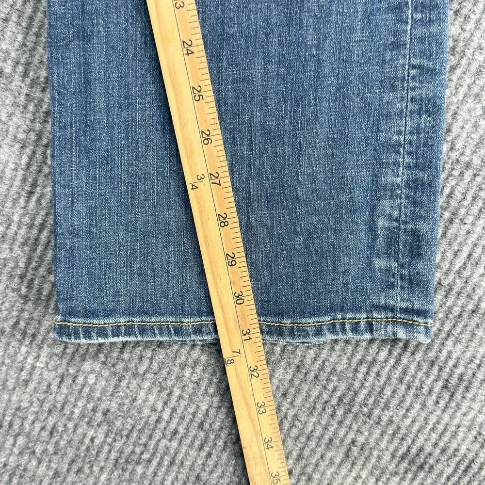 Seven7 Jeans Womens 10 Blue Medium Wash Flare Stretch Denim Mid Rise Embroidered